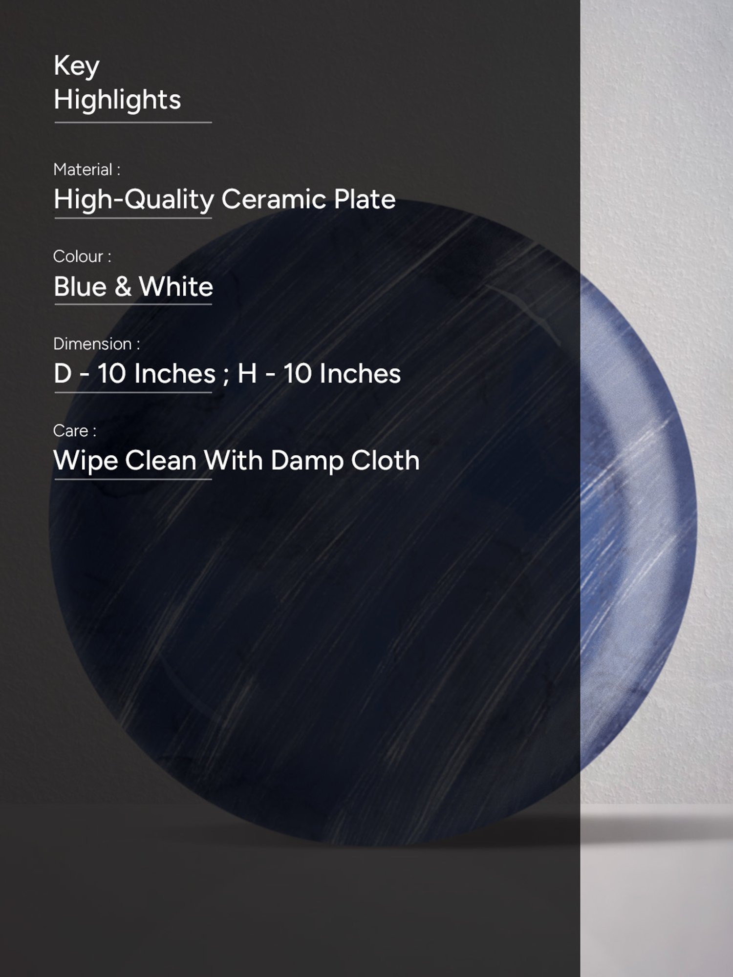 Nestroots Whispering Waterfall Blue & White Porcelain&iquest;Decorative Wall Plate