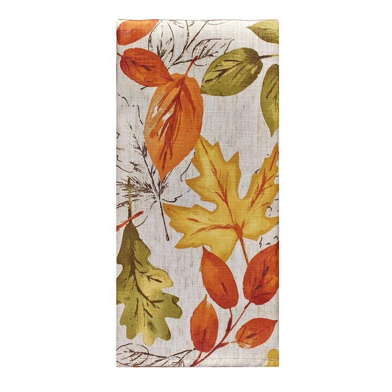 Autumn Leaves Fall Printed Napkins, Set of 8 - 17" x 17" - Orange/Yellow - Elrene Home Fashions