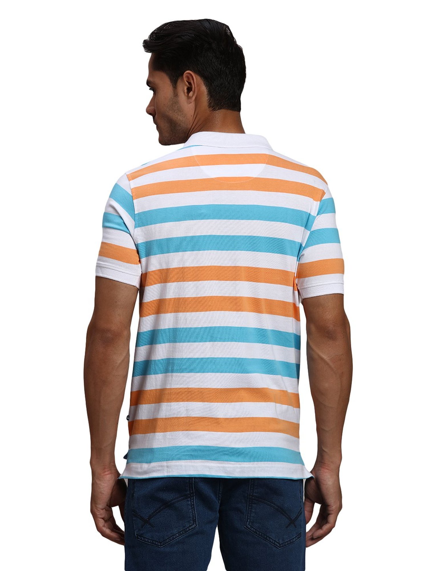 Parx Multicolor Regular Fit Striped Polo T-Shirt