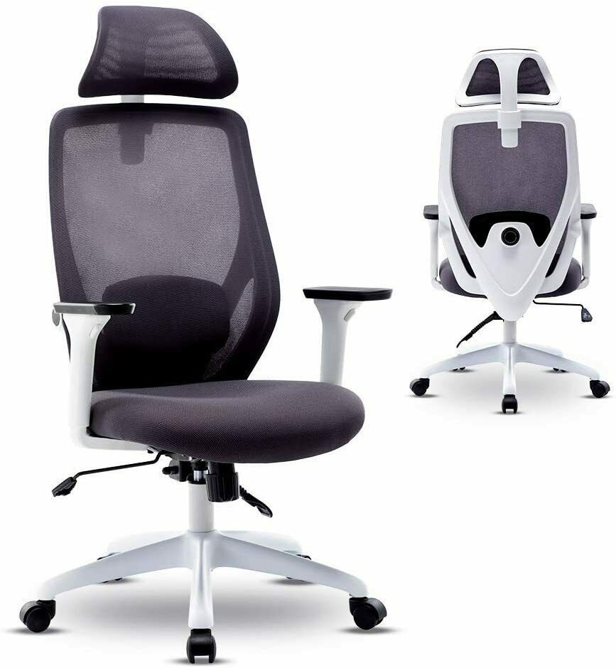 White Office Mesh Swivel Chair Executive Computer Desk Ergonomic High-Back Task