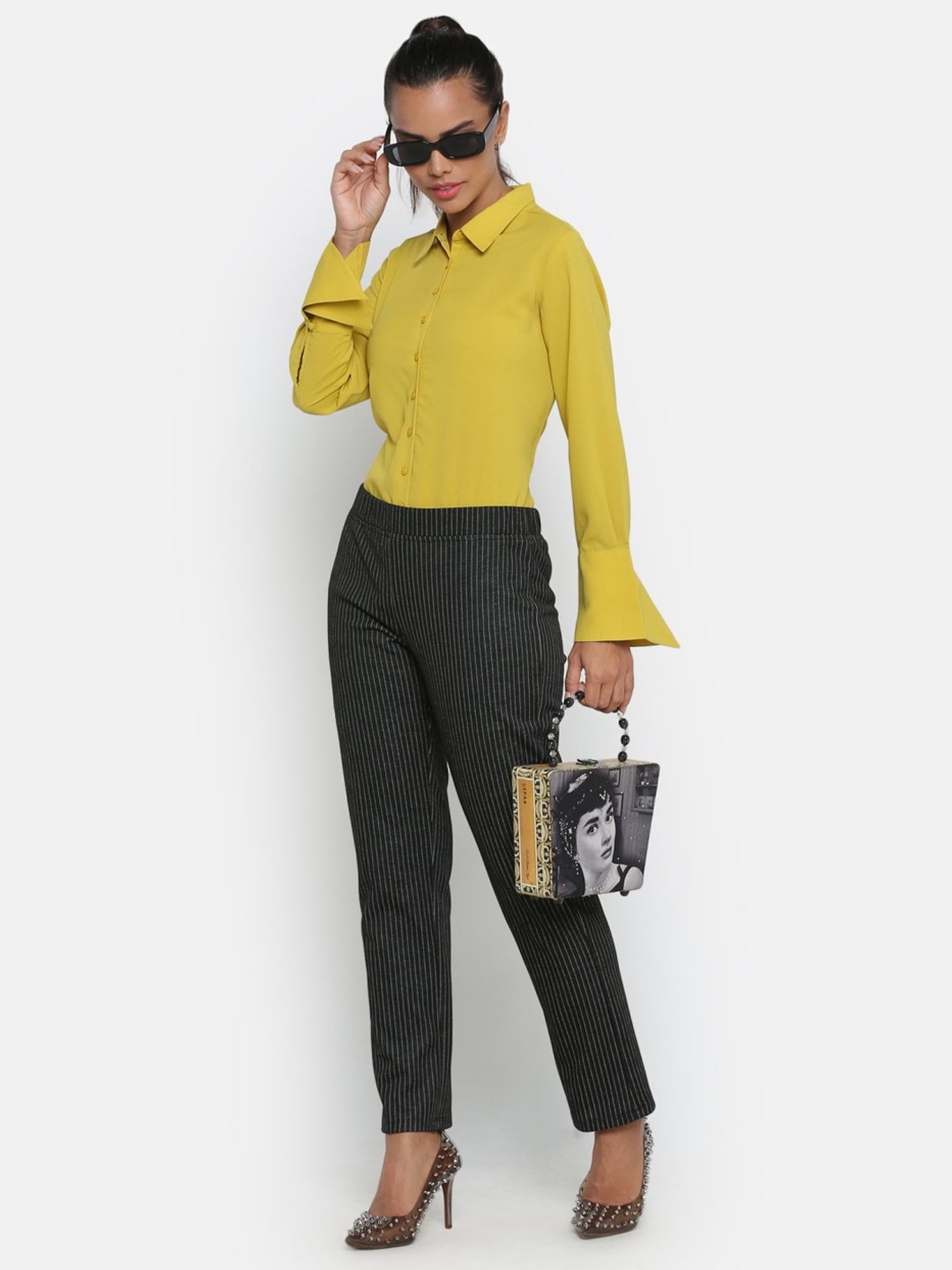 Office & You Black Striped Trousers