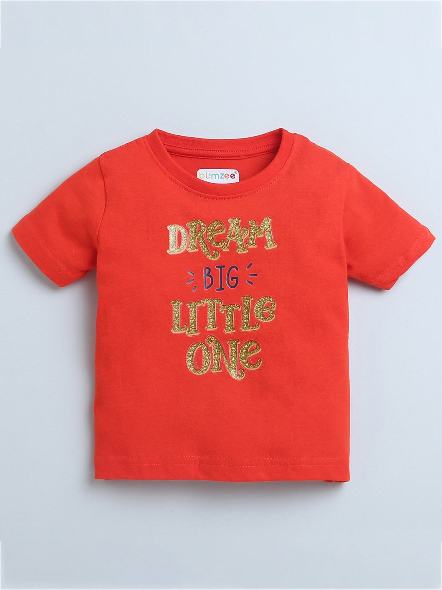 Bumzee Kids Beige & Red Shimmer T-Shirt (Pack Of 2)