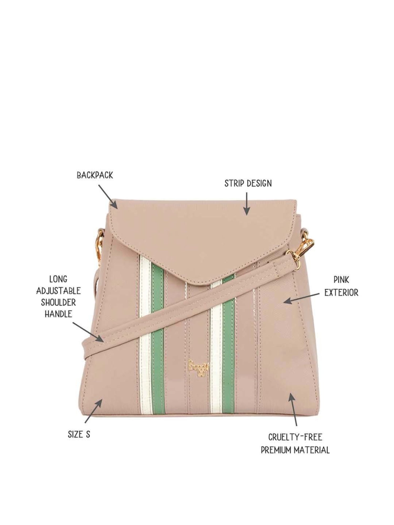 Baggit Pink Medium Convertible Backpack