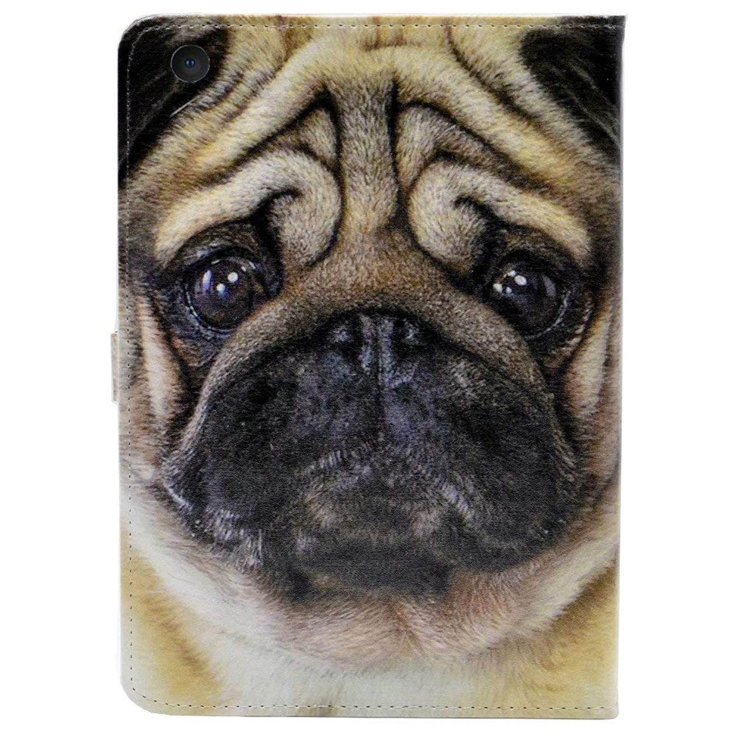 iPad Mini 5 Case 2019,Cute Pug Dog Face Pattern Leather Flip Stand Case Cover for Apple iPad Mini 5th Gen,iPad Mini 4 7.9-inch