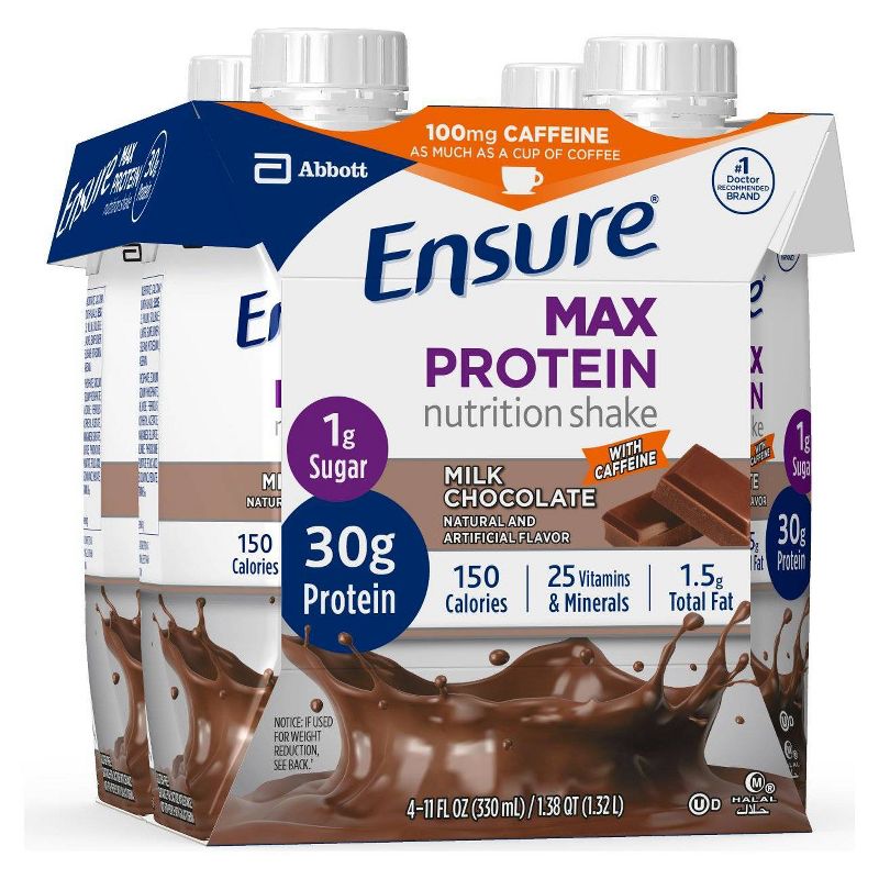 Ensure Max Protein Shake with Caffeine - Chocolate - 4ct/44 fl oz