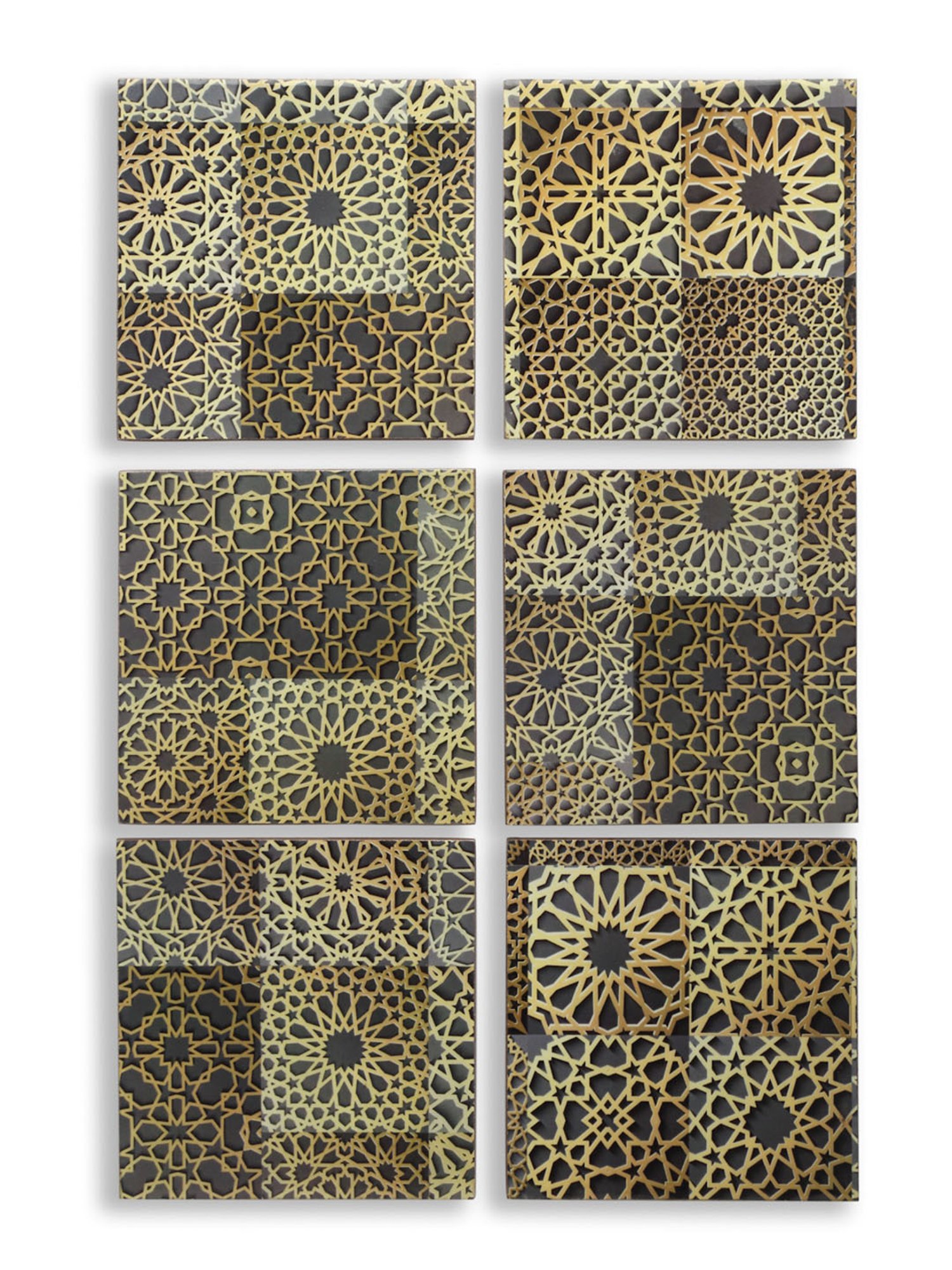 Crayton Hexagon Beige Geometric MDF Coaster - Set of 4