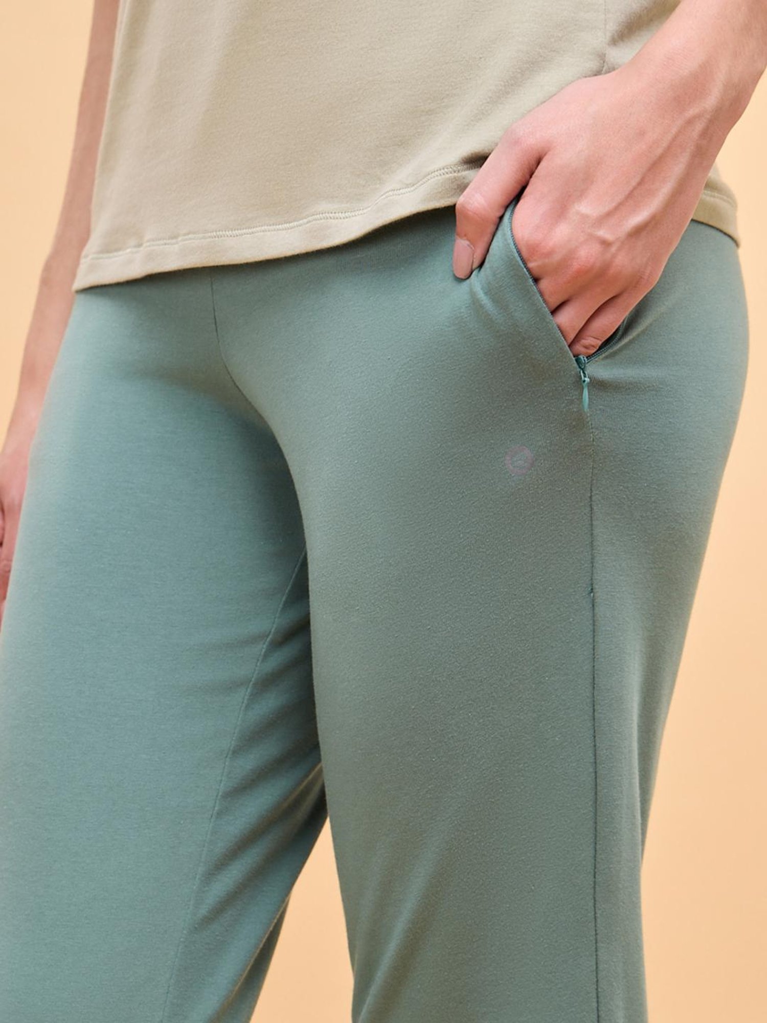 Enamor Forest Green Cotton Lounge Track Pants