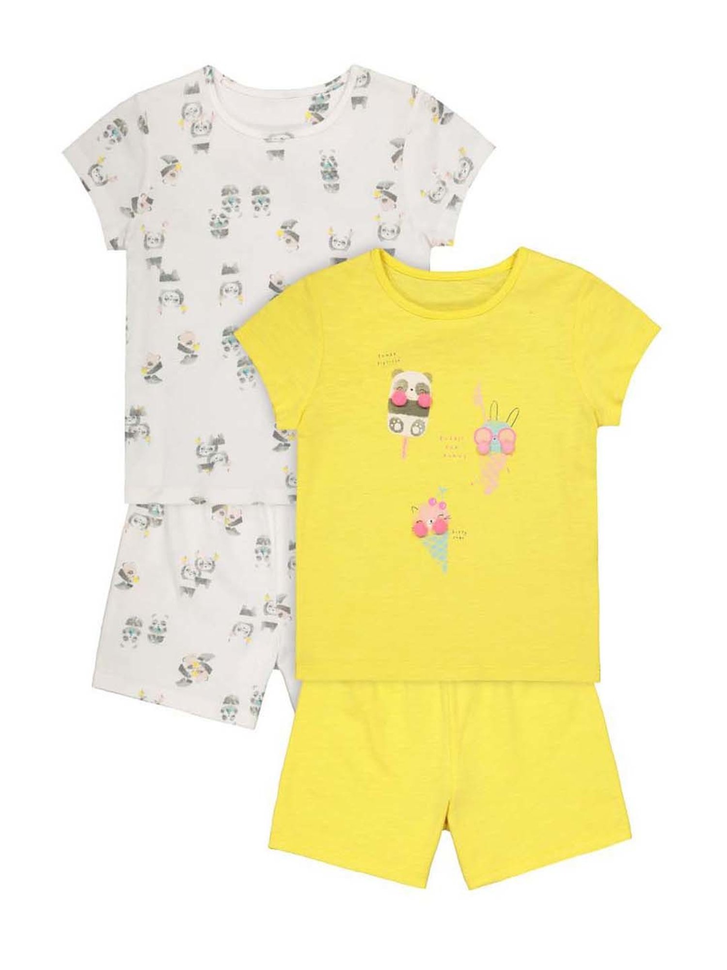 Mothercare Kids White & Yellow Cotton Printed Top Set