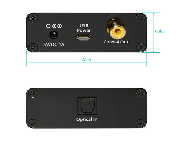 XtremPro 65040 Toslink Optical to Coax Coaxial Digital Audio Converter, Support Dolby Digital & DTS 5.1, Sampling Rates 44.1 kHz, 48kHz, 96 kHz, 192kHz - Black