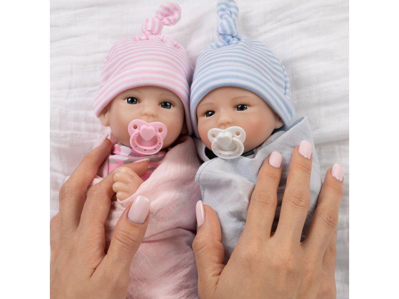 Paradise Galleries Reborn Twin Dolls - Twice Blessed, Magnetic Mouth 12 inch in SoftTouch Vinyl, 12-Piece Doll Gift Set, for kids 3+
