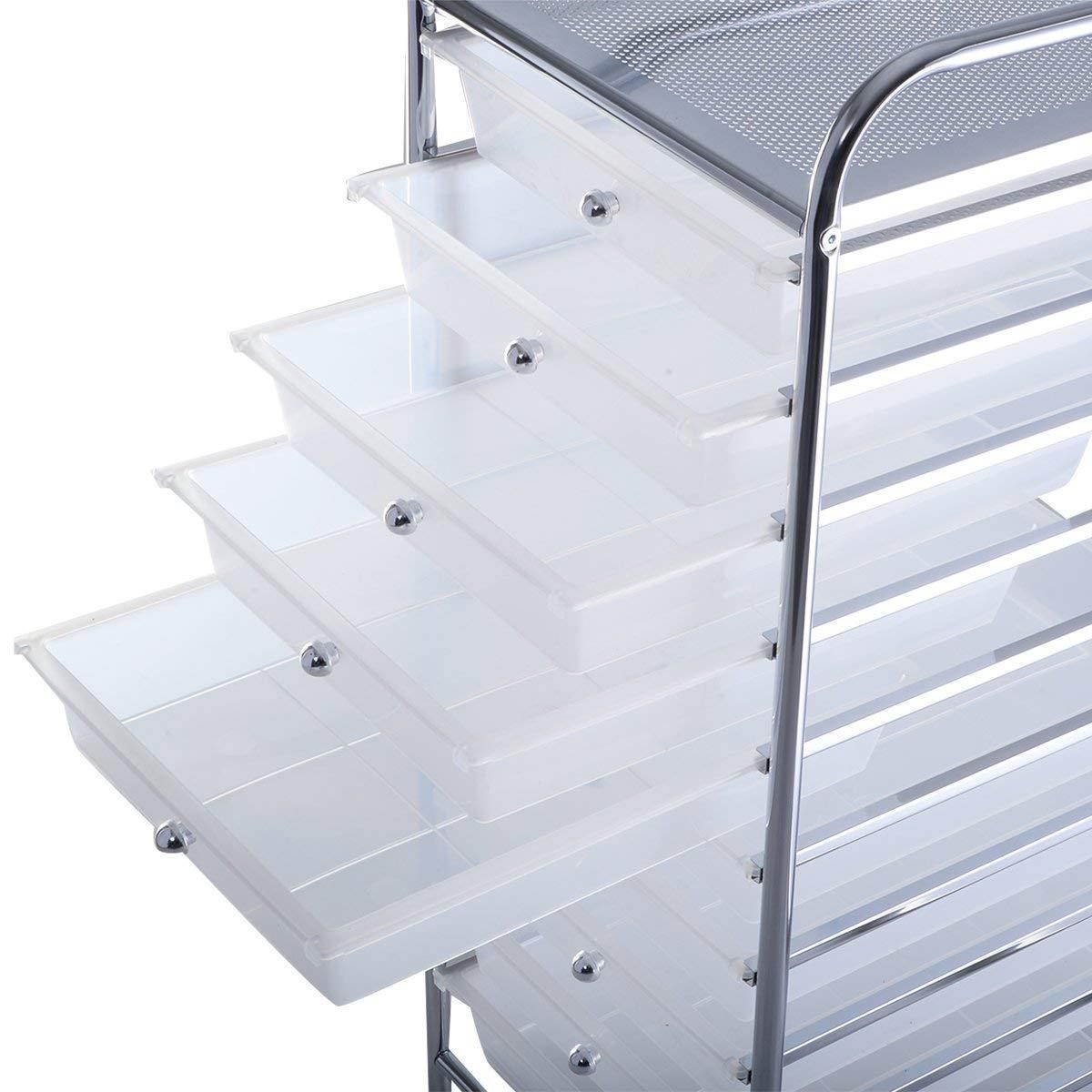 NEW 10 Drawer Rolling Storage Cart Scrapbook Paper Office School Organizer Clear