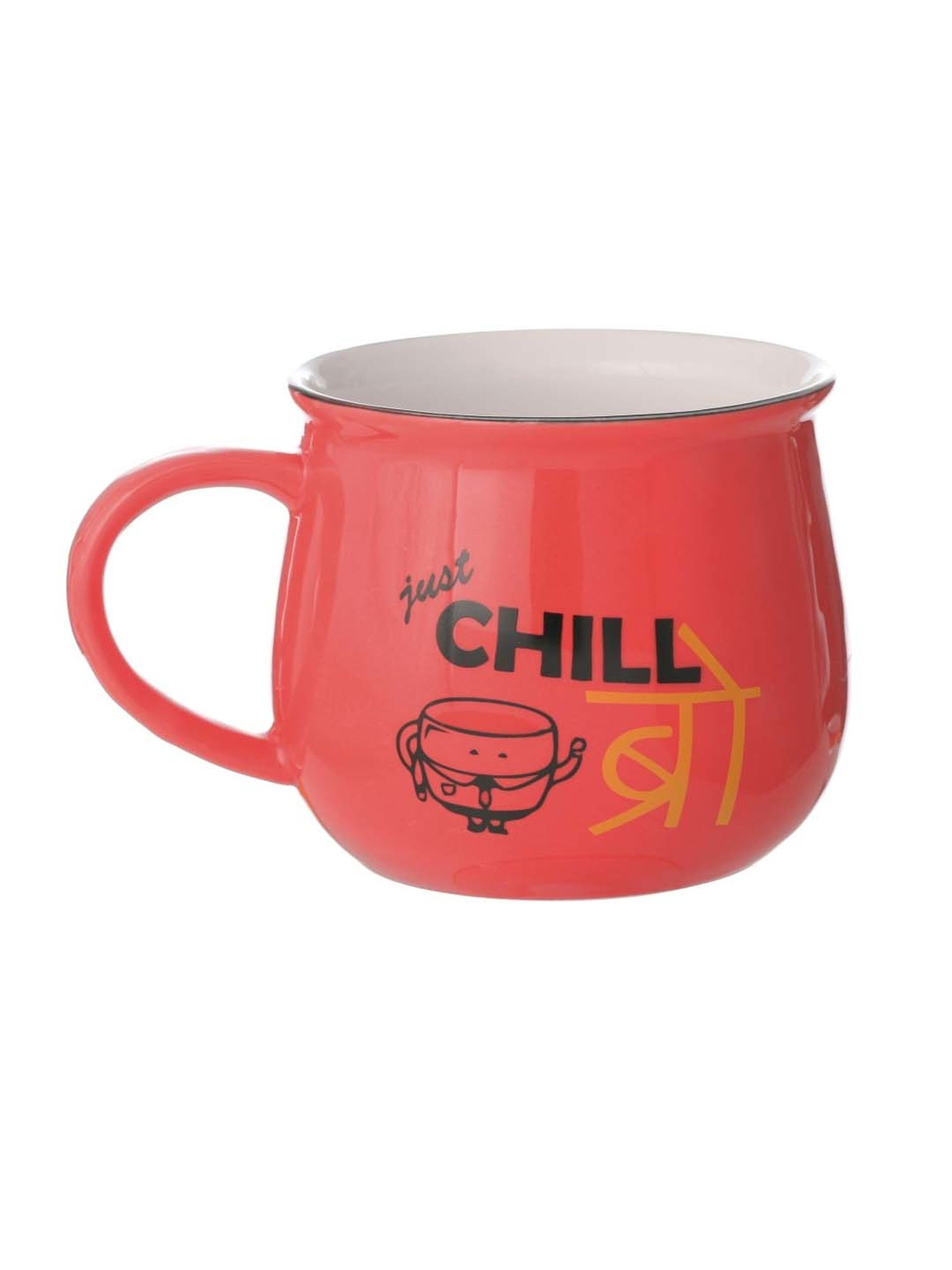 JCPL Red Ceramic 10.2 cm Milk Mug (0.47 L) - Set of 2