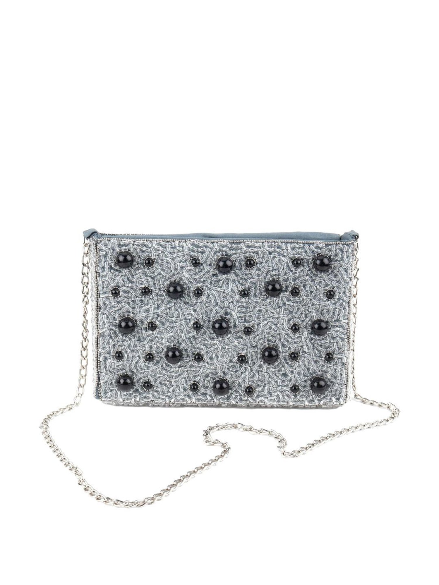 Odette Grey & Black Striped Sling Handbag