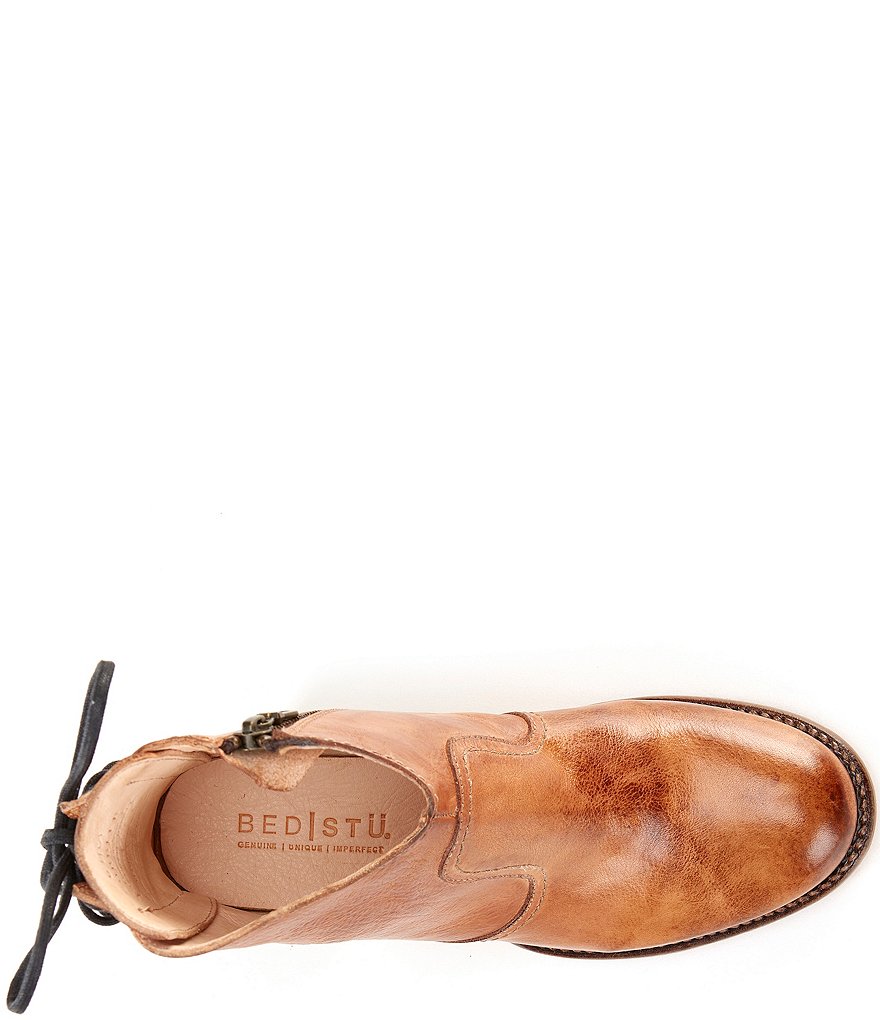 Bed Stu Xena Leather Back Lacing Block Heel Western Booties