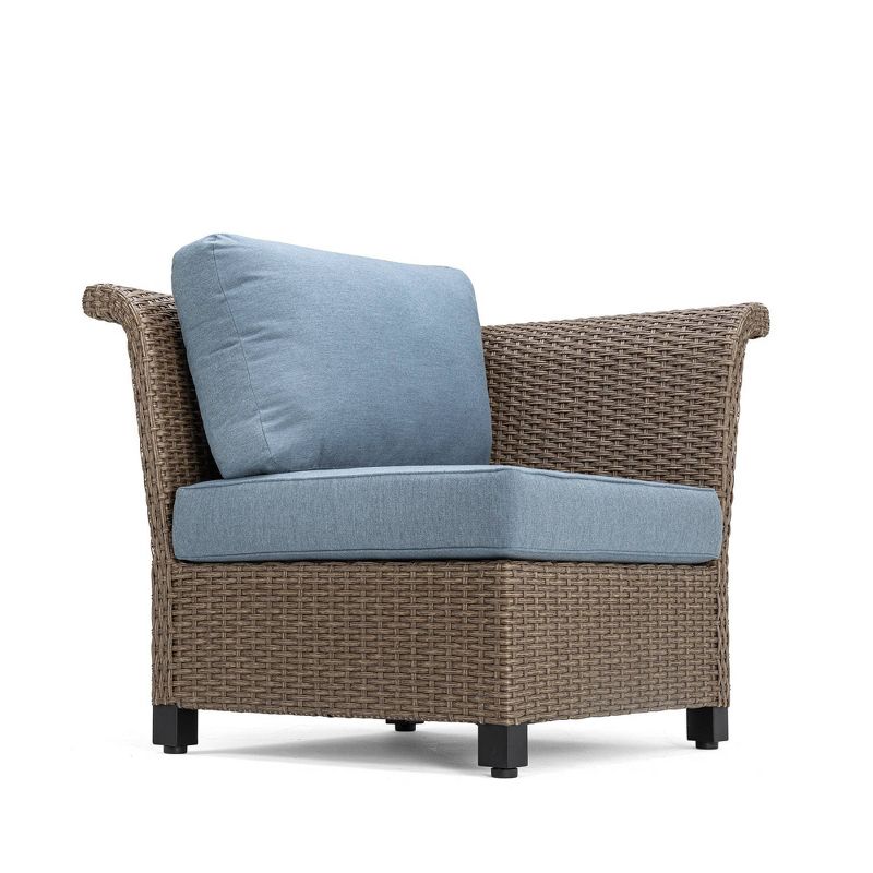 Nolin Armed Corner Weathered Brown Fame  Sunbrella Spectrum Denim Fabric - La-Z-Boy