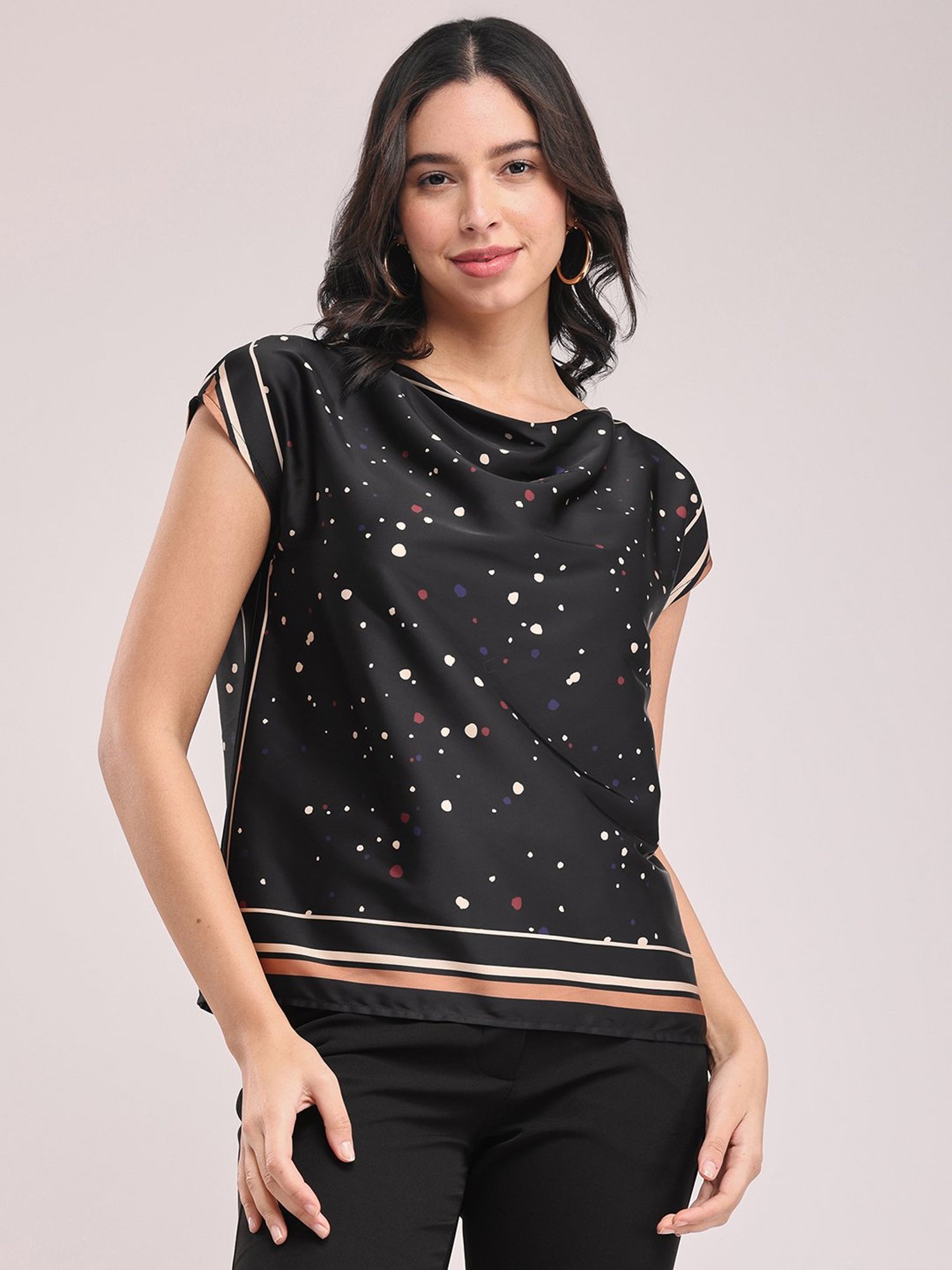 Fablestreet Black Printed Top