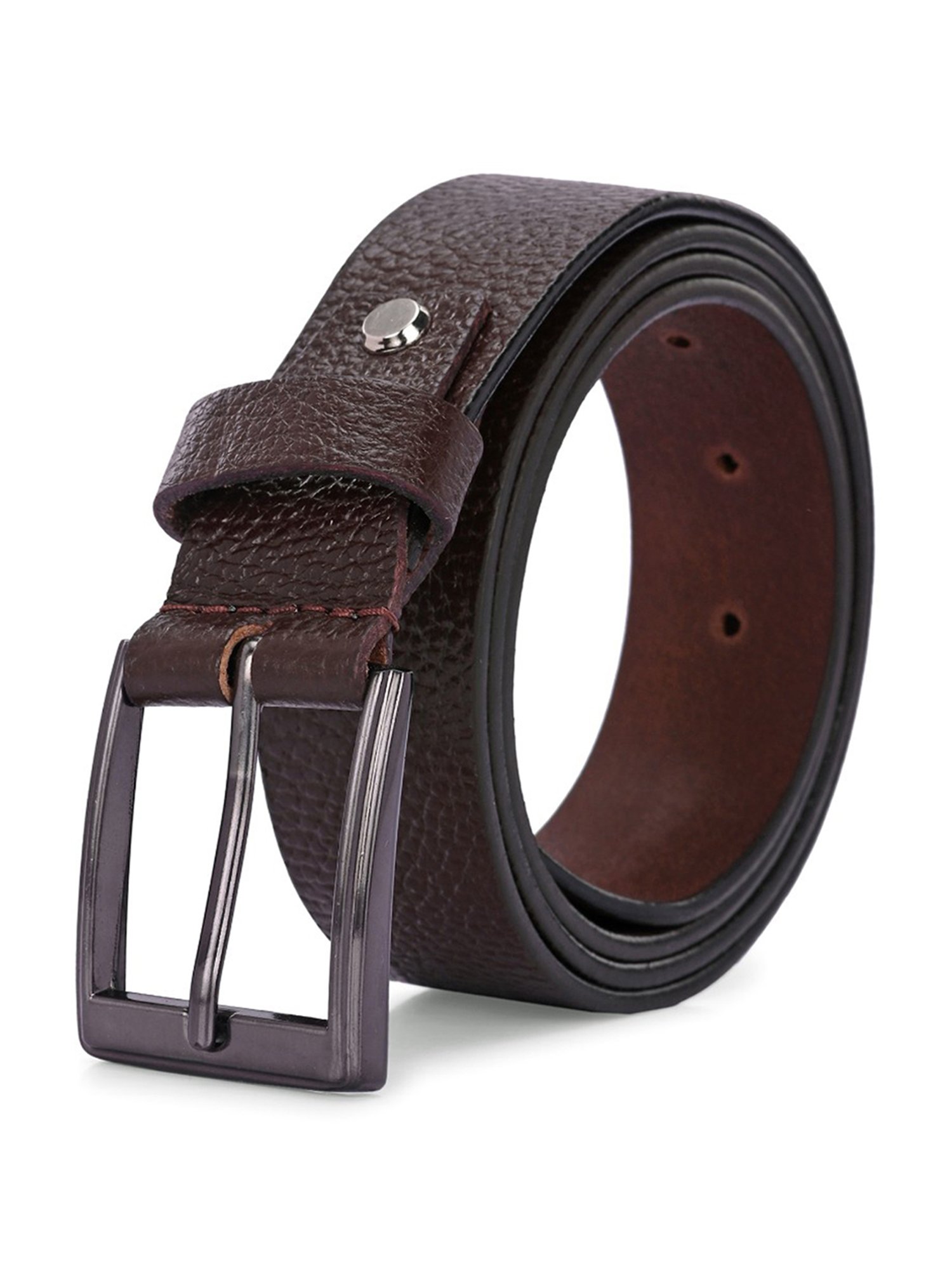 Clog London Brown Textured Leather Casual Belt