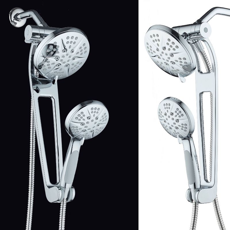 6" 48 Setting Hotelspa Aquabar High Pressure Luxury Three-Way Handheld Shower Head Combo Chrome - AquaDance