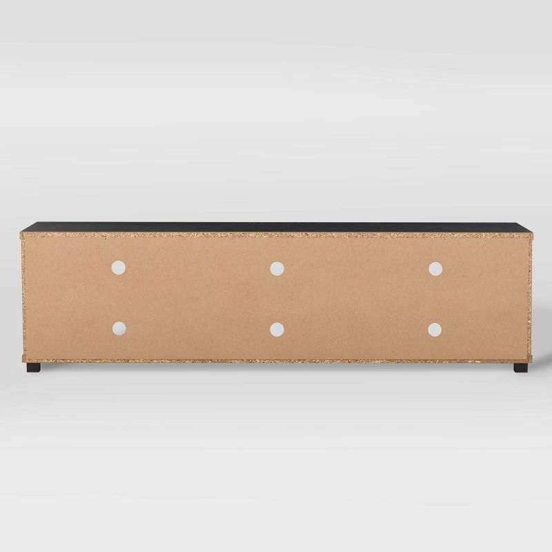 Fremont TV Bench with Glass Cabinets for TVs up to 90" Black - CorLiving