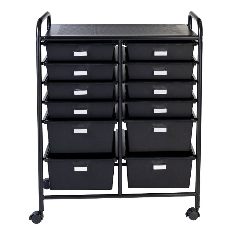 Honey-Can-Do 12 Drawer Rolling Cart Black