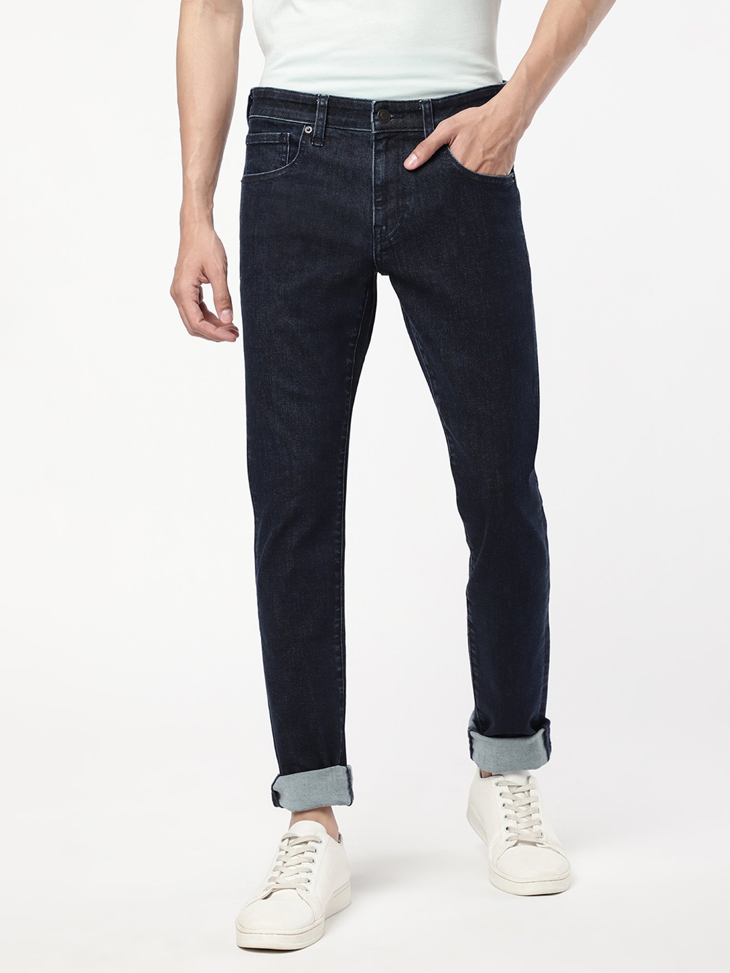 Passion Navy Slim Fit Lightly Washed Jeans