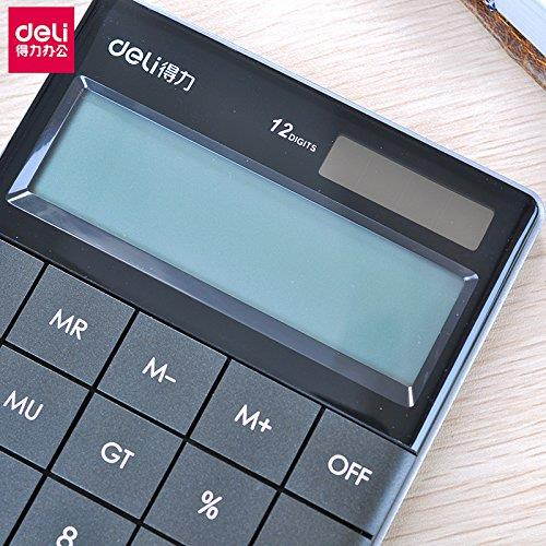 LI-GELISI NO Large, Solar and Button Dattery Dual Power Standard 12-Digit Big Display Handheld Function Desktop Calculator (Black3), 6.5 x 4 x 0.4 inches