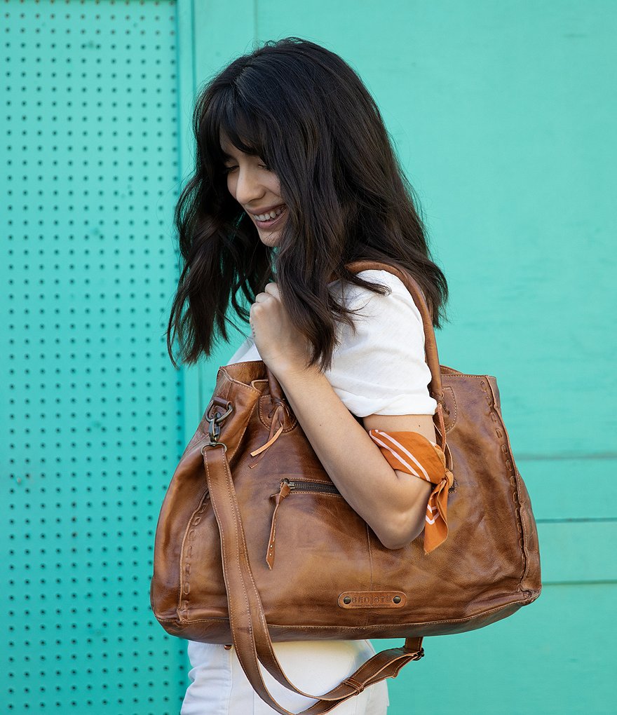 Bed Stu Rockaway Stitch-Detail Distressed Satchel Bag