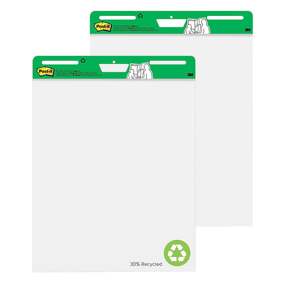 Post-it&reg; Super Sticky Easel Pads, 25" x 30", 30% Recycled, White, Pack Of 2 Pads