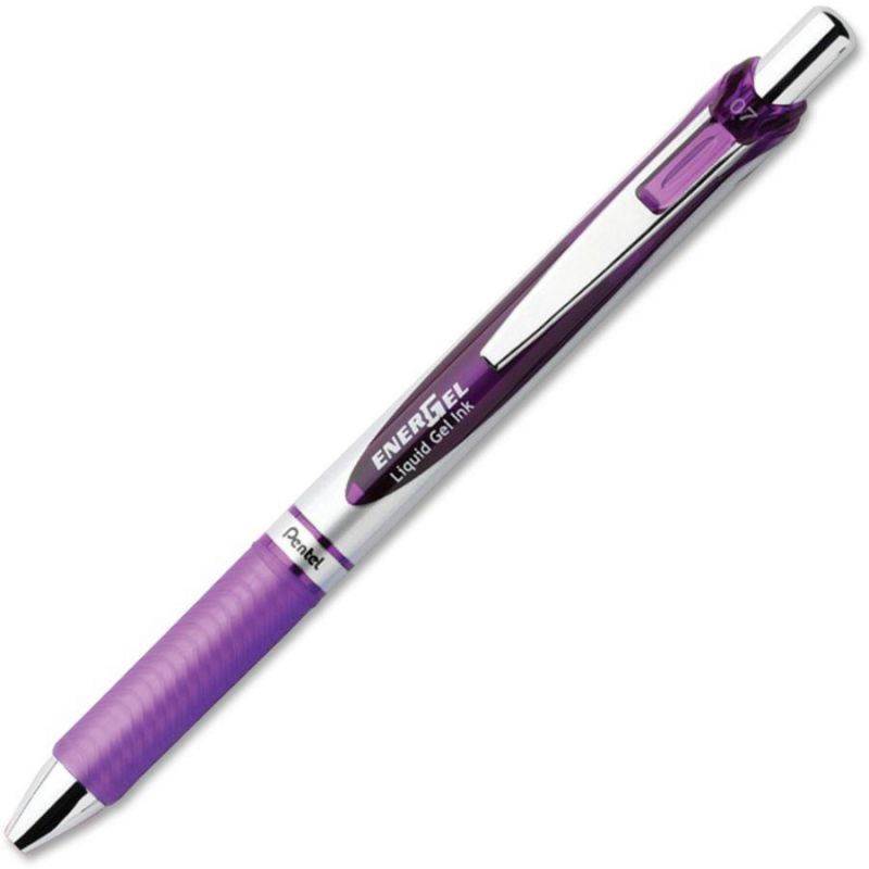 Pentel Gel Pen Retractable Metal Tip .7mm 12/BX Violet Barrel/Ink BL77VDZ