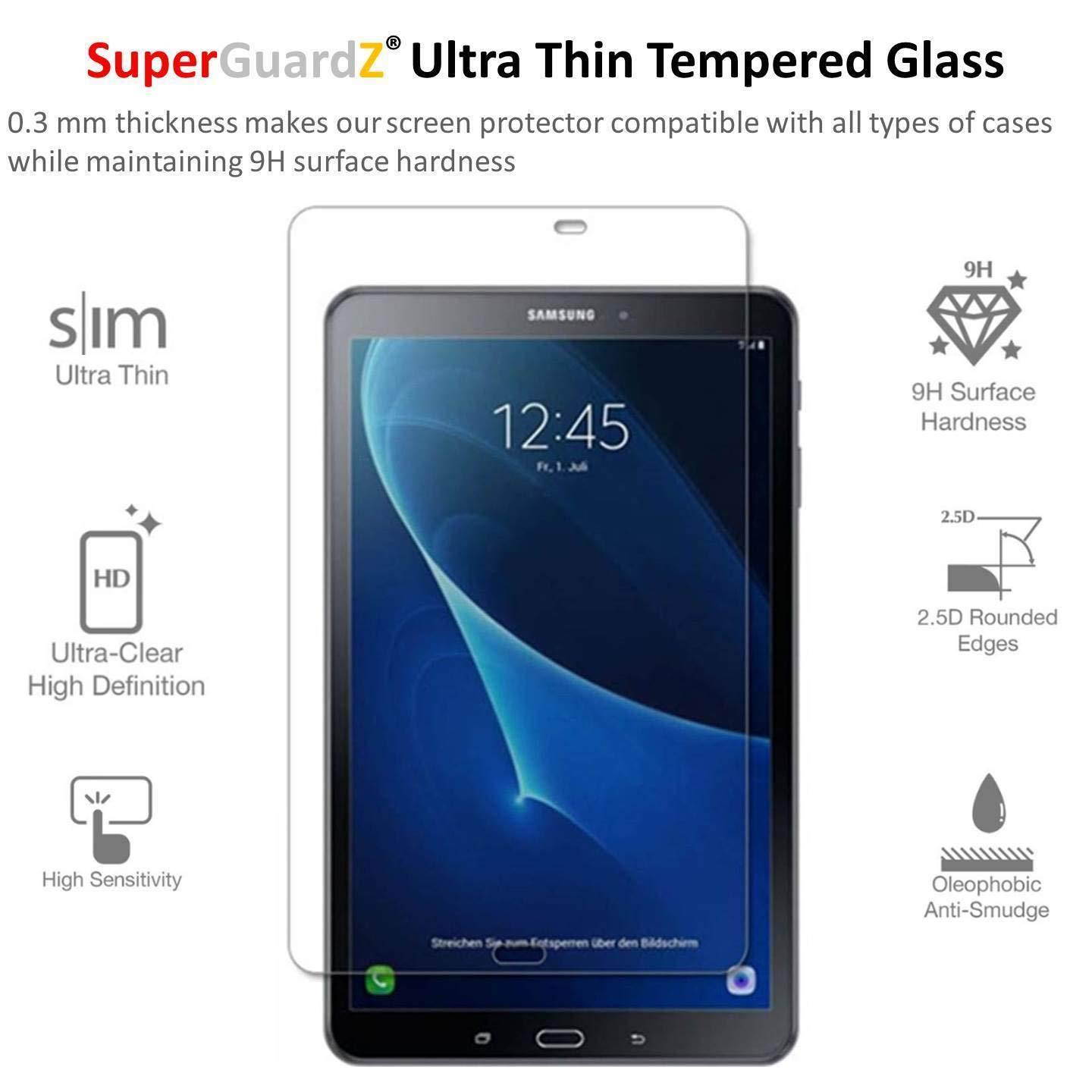 [2-Pack] Samsung Galaxy Tab A 10.1 (2016) Screen Protector [Tempered Glass], SuperGuardZ, 9H, 0.3mm, 2.5D Round Edge, Anti-Scratch, Anti-Bubble [Lifetime Replacement]