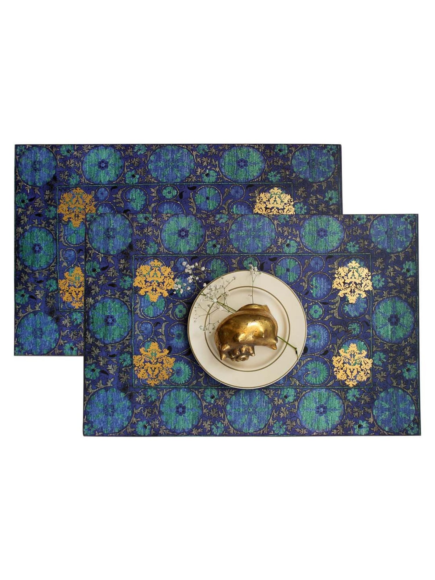 Karo Vamika Navy Wooden Placemats - Set of 6