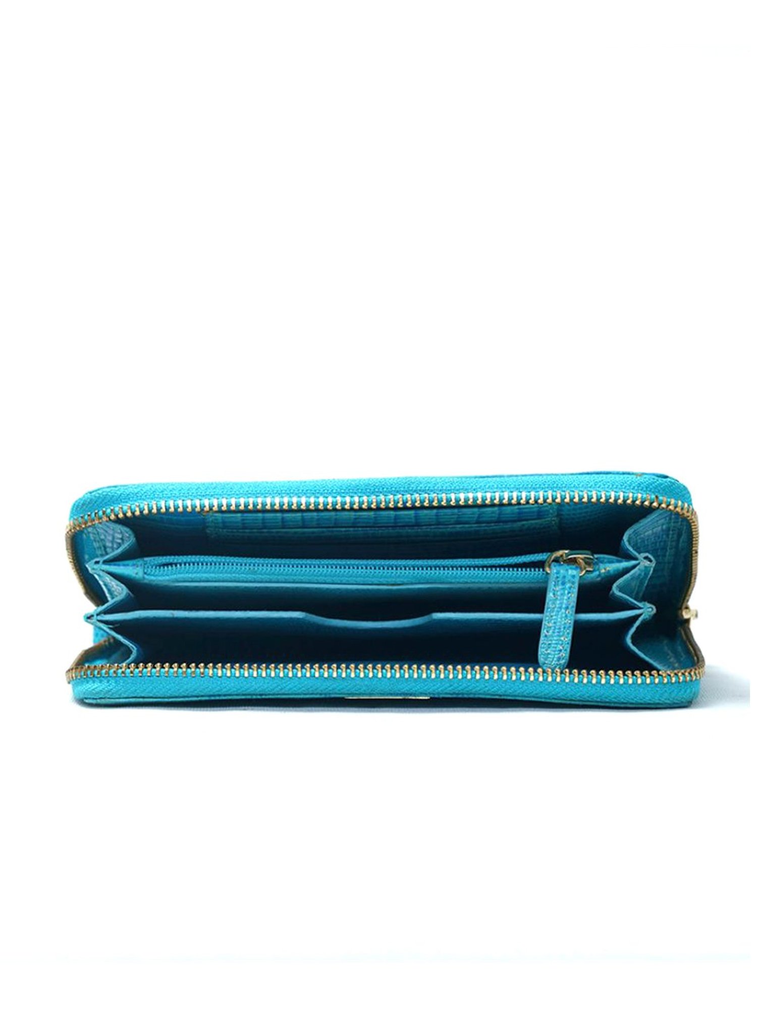 RI2K London Blue Leather Textured Zip around Wallet