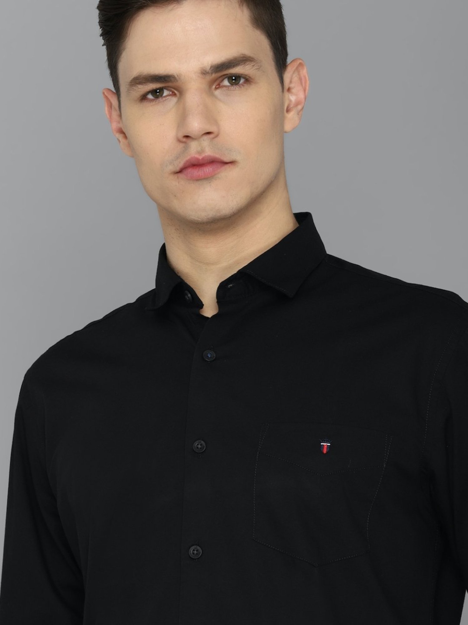 Louis Philippe Sport Black Cotton Slim Fit Shirt