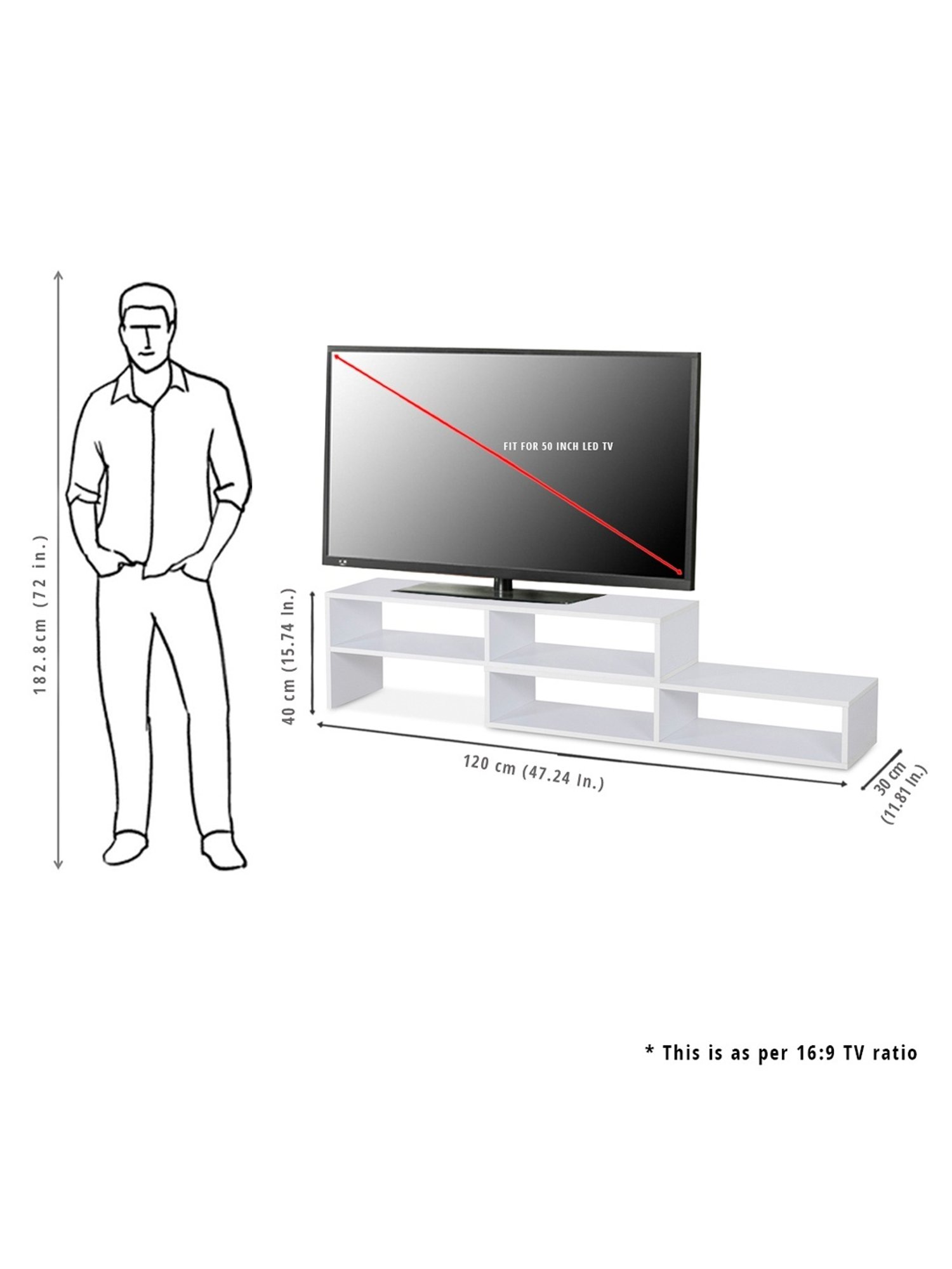 Delite Kom Olaf White Engineered Wood TV Entertainment Unit
