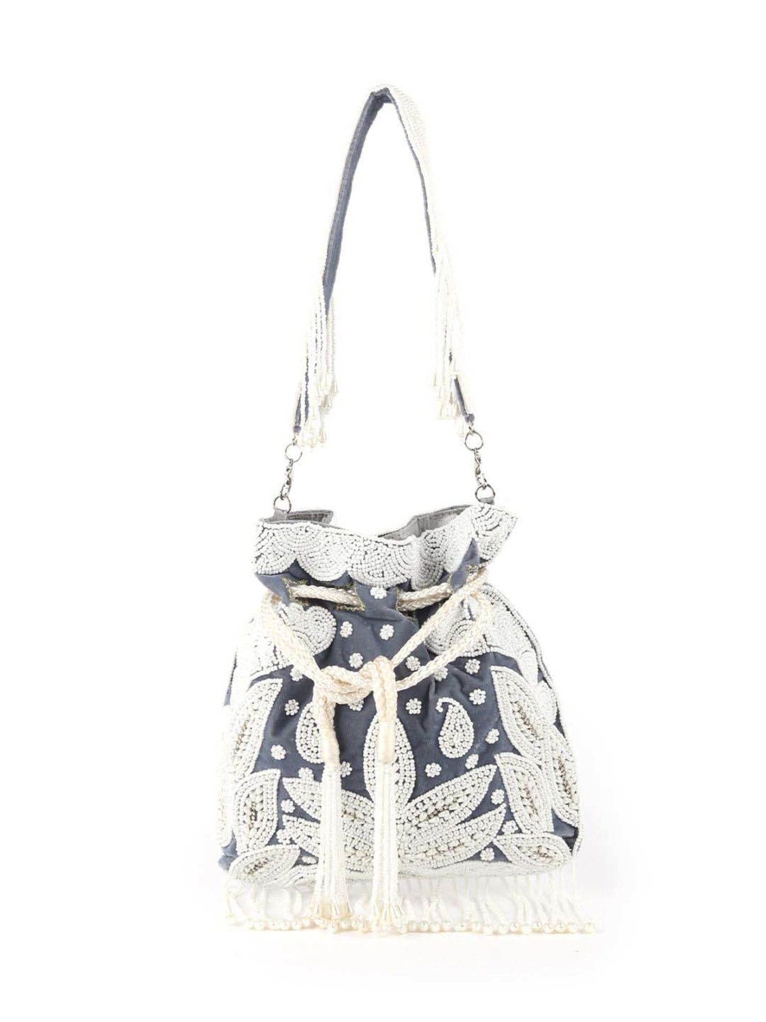 Odette Blue & White Embroidered Potli