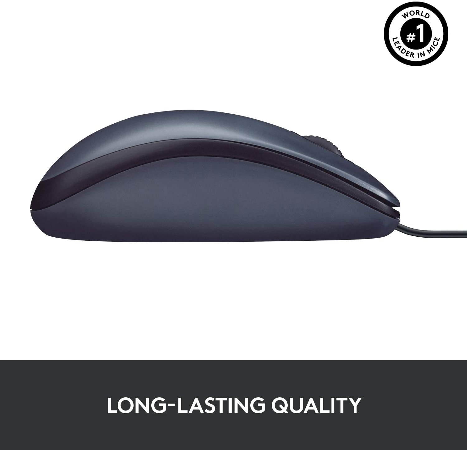 Logitech B100 Corded Mouse &ndash Wired USB Mouse for Computers and laptops for Right or Left Hand Use Black