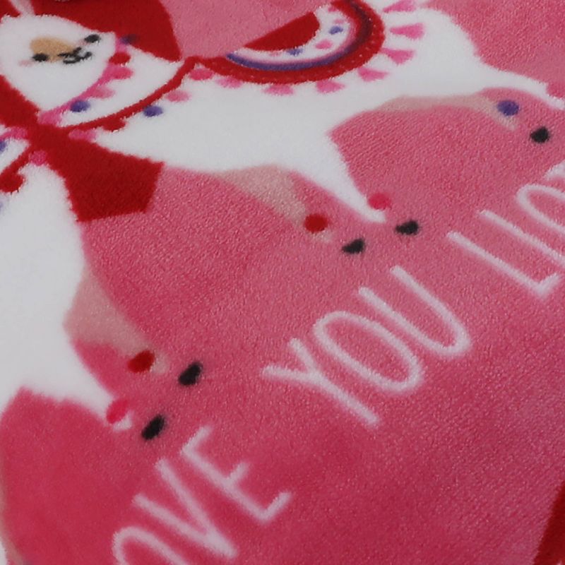 50"x70" Chateau Rose Lada Llama Love Flannel Fleece Folded Throw Blanket Pink - Décor Therapy