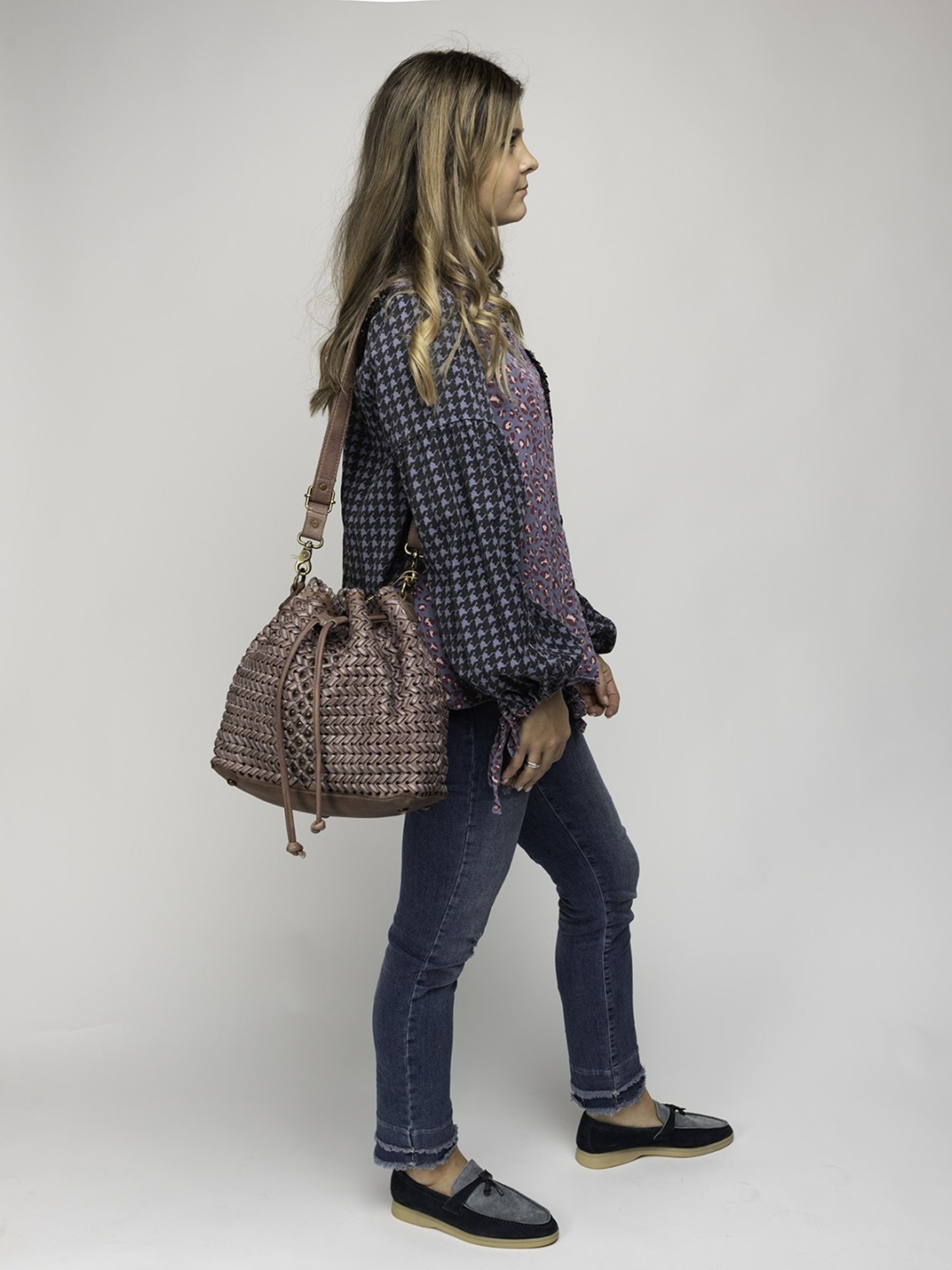 Art N Vintage Joelle Taupe Pink Leather Textured Small Sling Handbag