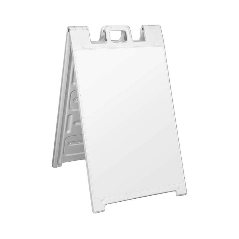 Plasticade 130NSBOXED Signicade Portable Storable Folding A-Frame Double-Sided Sidewalk Sign with Locking Hinges, White (4 Pack)