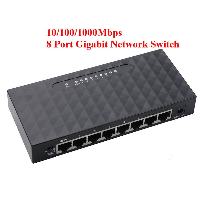 10/100/1000Mbps 8 Port Gigabit Network Switch Gigabit Ethernet Network Switcher RJ45 Lan Hub High Performance Ethernet EU Plug