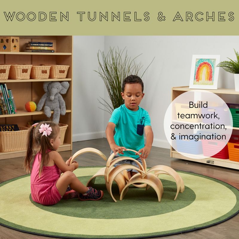ECR4Kids Wood Tunnels and Arches Toy Set (10 Pieces) Creative STEM Building Kit