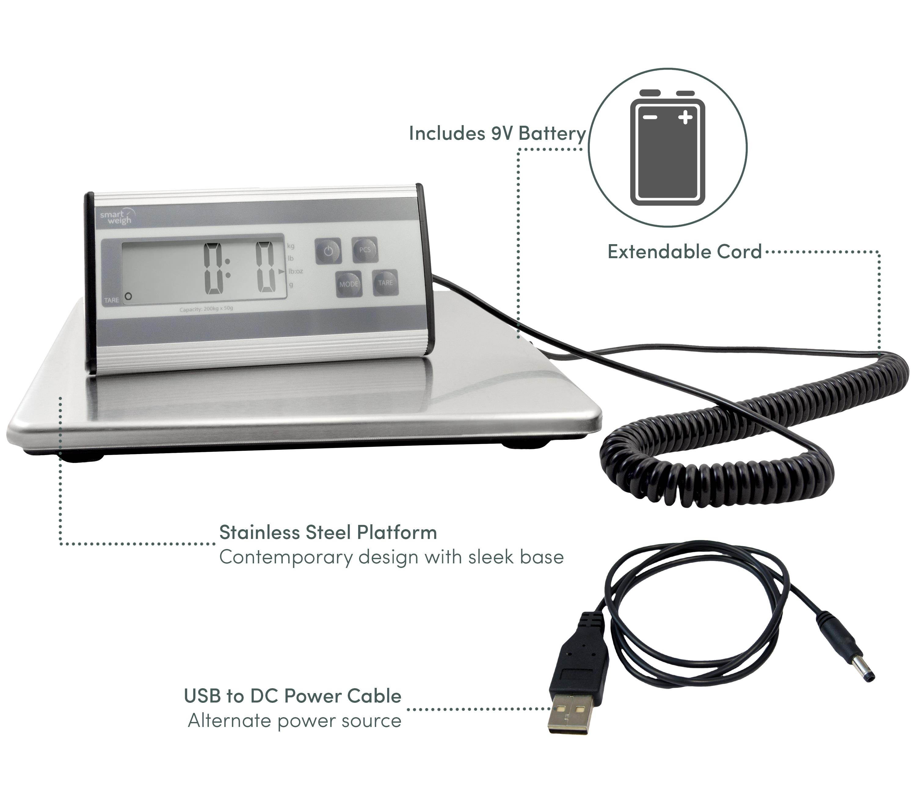 Smart Weigh Shipping and Postal Scale, Heavy Duty, Stainless Steel 440 LBS Max