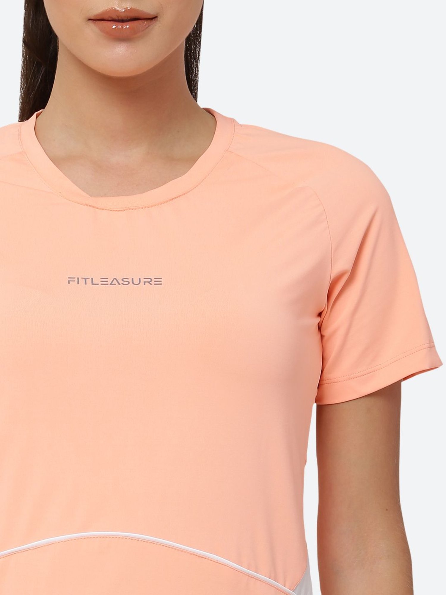 Fitleasure Peach Regular Fit T-Shirt