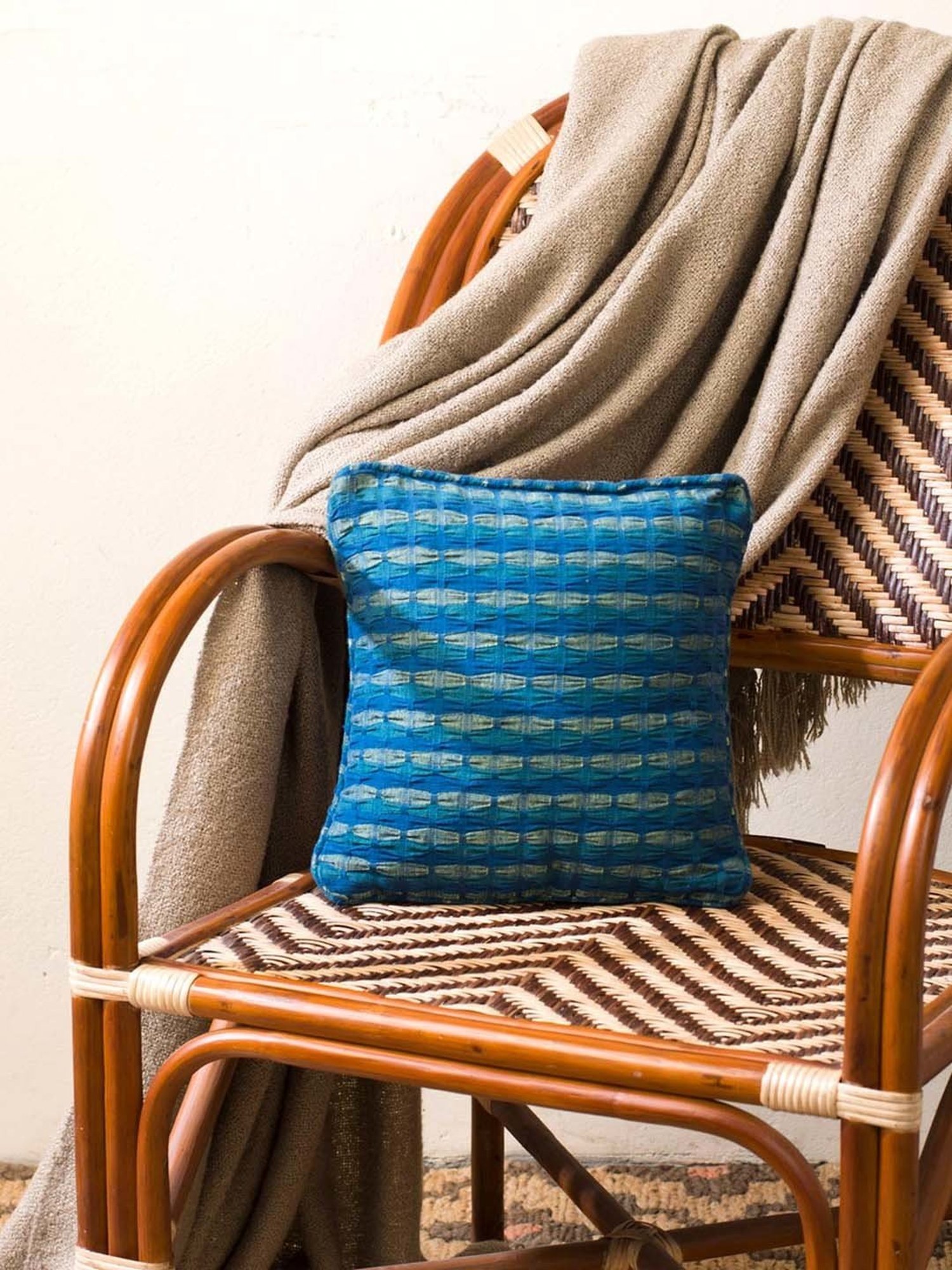 Fabindia Home Deepali Indigo 215 GSM Cotton Cushion Cover