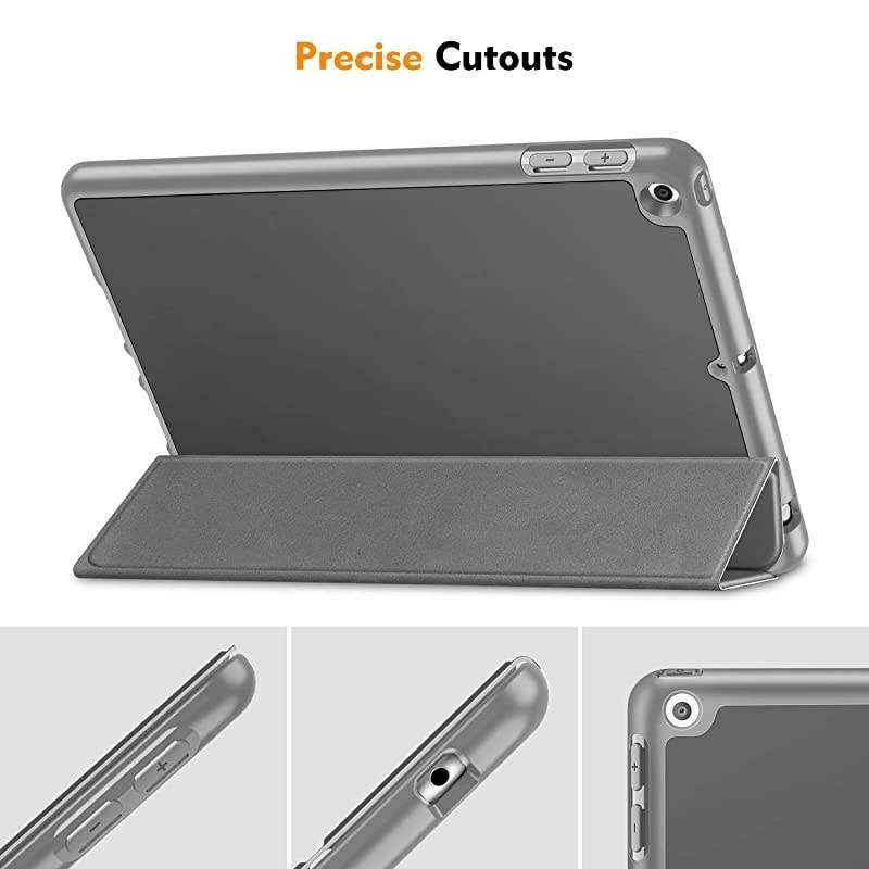 SlimShell Case for New iPad 8th Gen 2020 7th Generation 2019 102 Inch Builtin Pencil Holder Soft TPU Protective Stand Back Cover with Auto WakeSleep Space Gray
