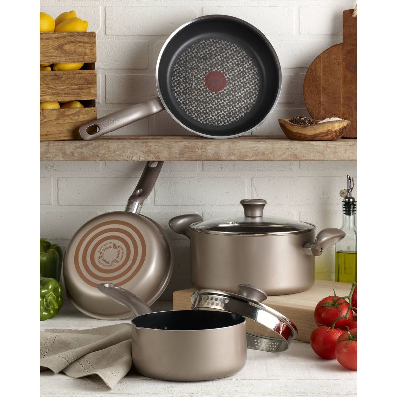 T-fal Simply Cook Nonstick Dishwasher Safe Cookware, 15pc Set, Champagne