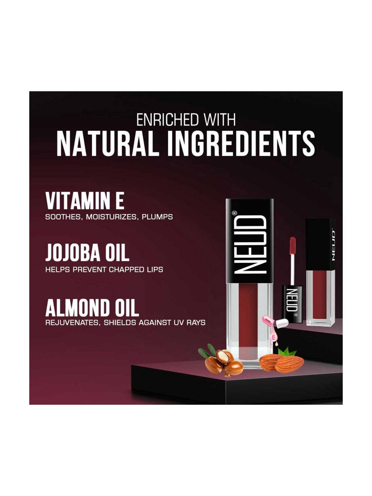 NEUD Matte Liquid Lipstick Red Kiss with Free Lip Gloss