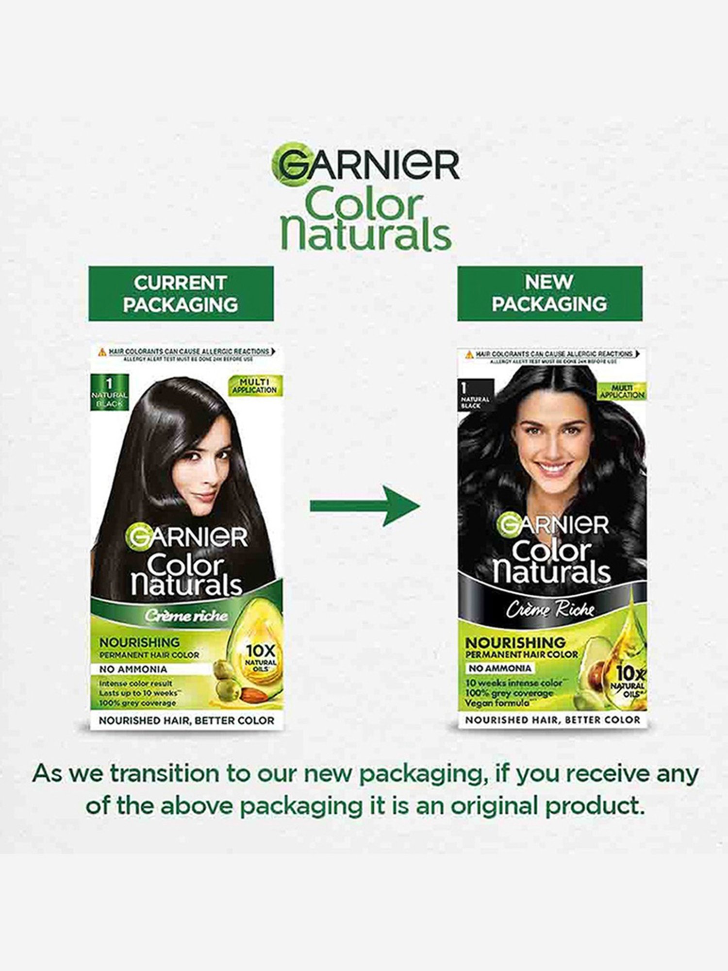 Garnier Color Naturals Creme Hair Color Shade 1 Natural Black - 70 ml + 60 gm