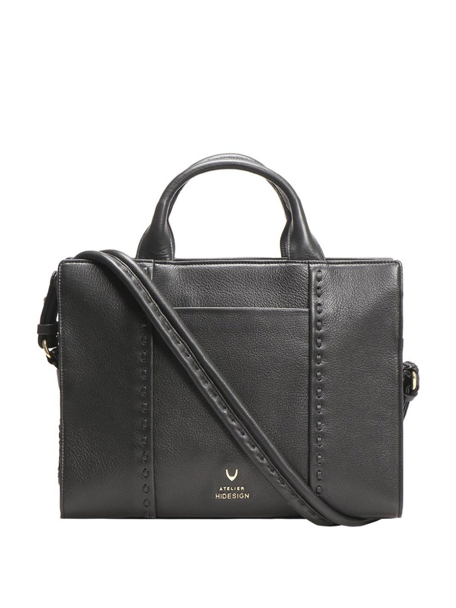 Hidesign Atelier Callas 08 Black Leather Solid Laptop Messenger Bag