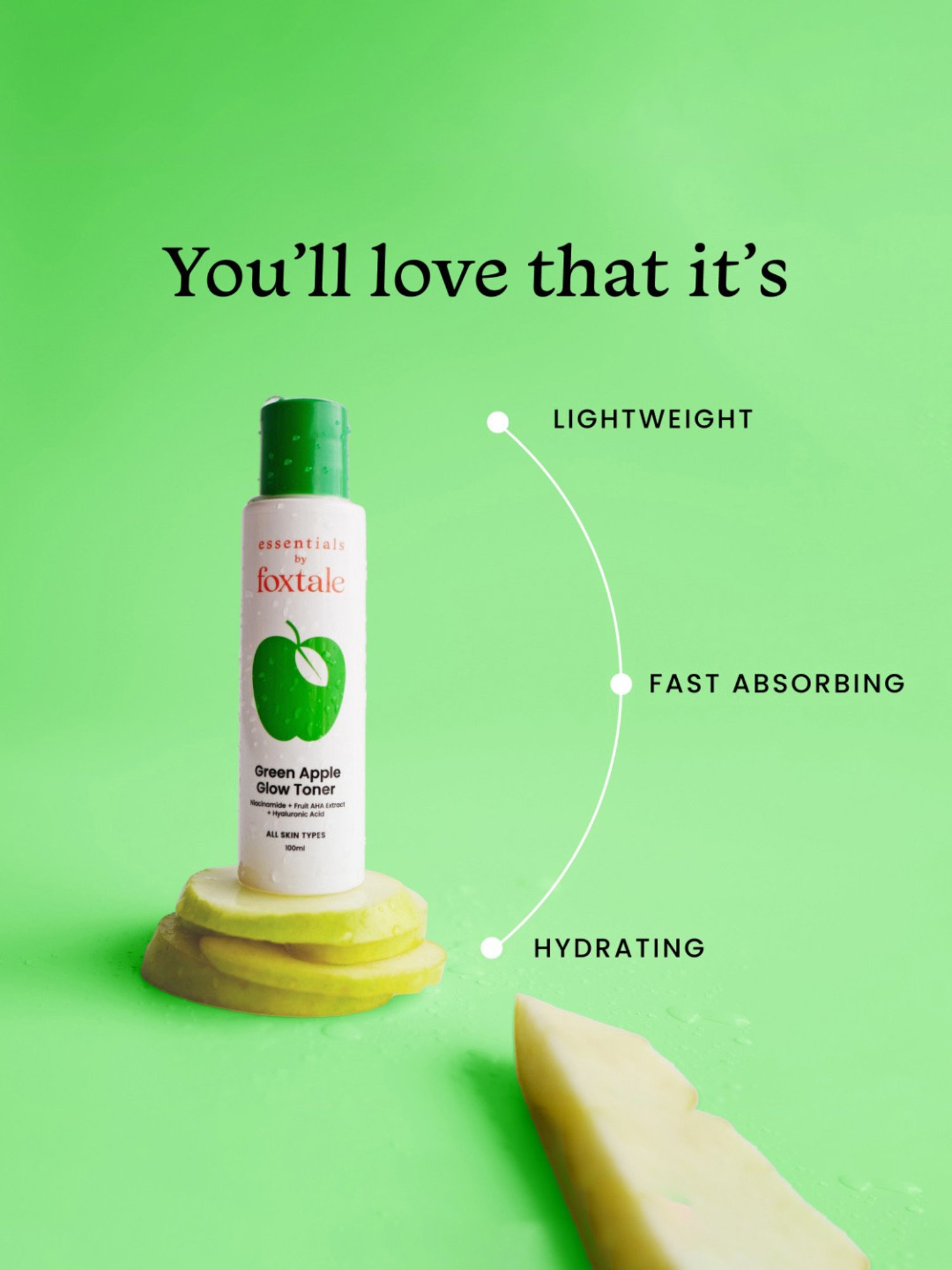 Essentials By Foxtale Green Apple Glow Toner - 100 ml